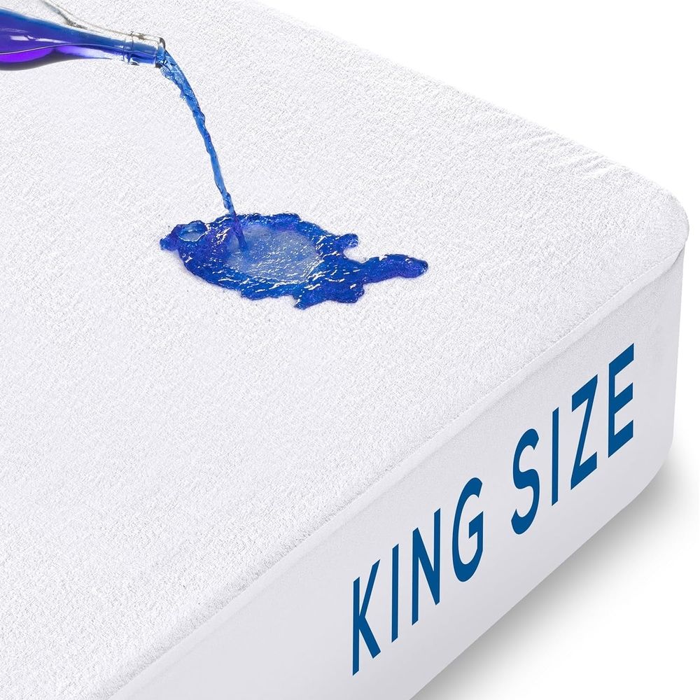 Waterproof Mattress Protector, 200 GSM, Breathable, Fitted, White (2,King)