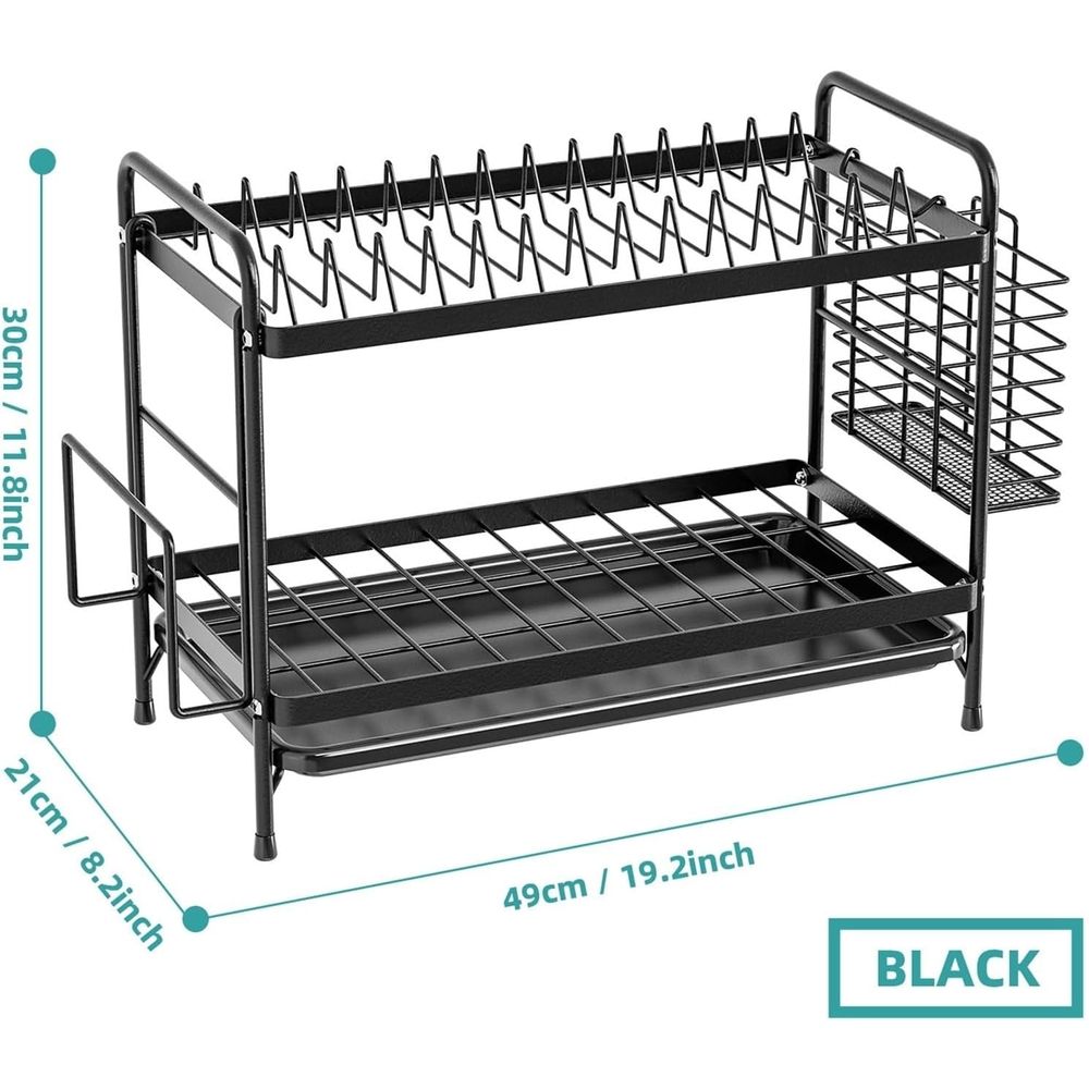 Dish Drying Rack Household Double Layer Multifunctional Drain Rack Kitchen Countertop Storage Rack Dishes and Cutlery Storage Rack for Various Kitchenware