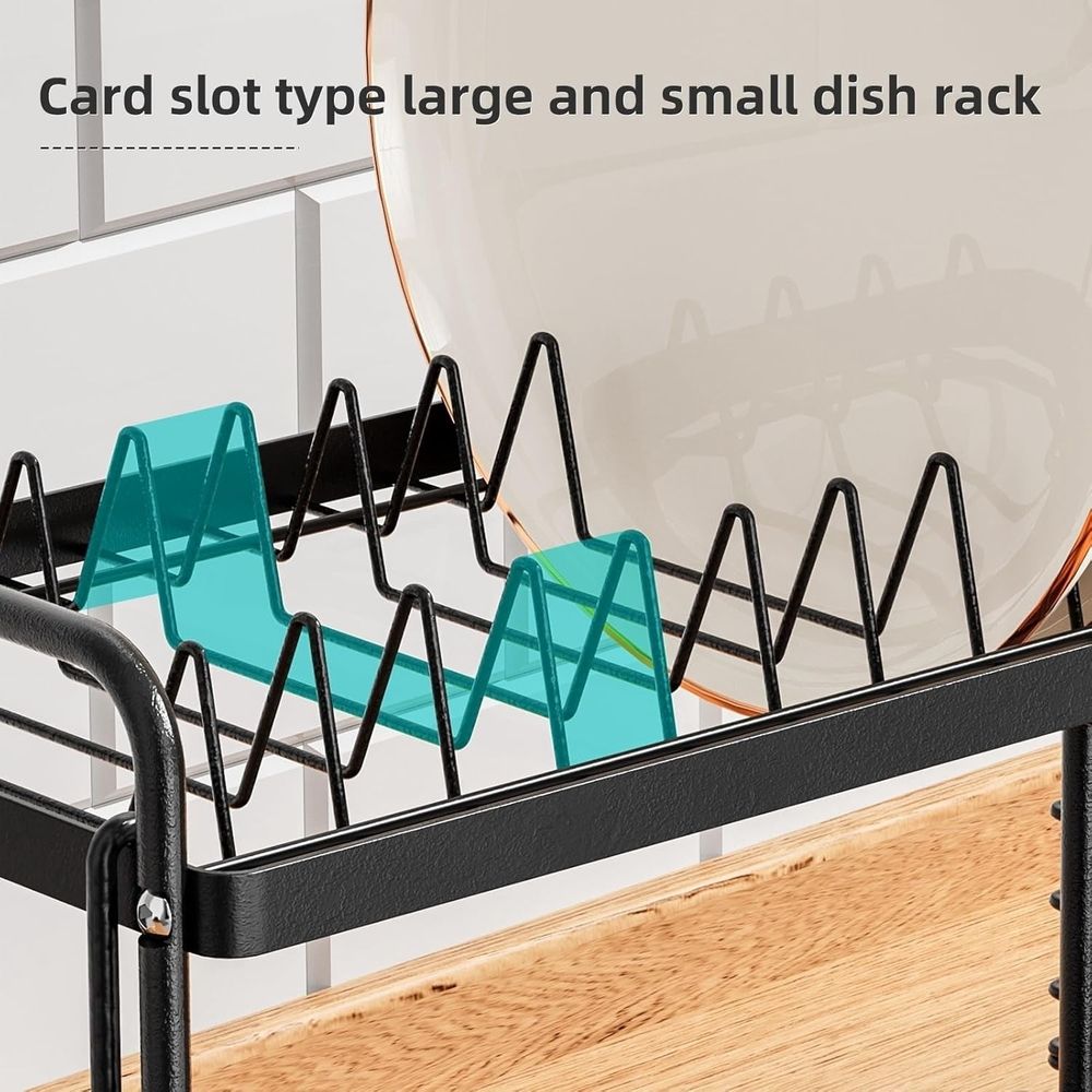 Dish Drying Rack Household Double Layer Multifunctional Drain Rack Kitchen Countertop Storage Rack Dishes and Cutlery Storage Rack for Various Kitchenware