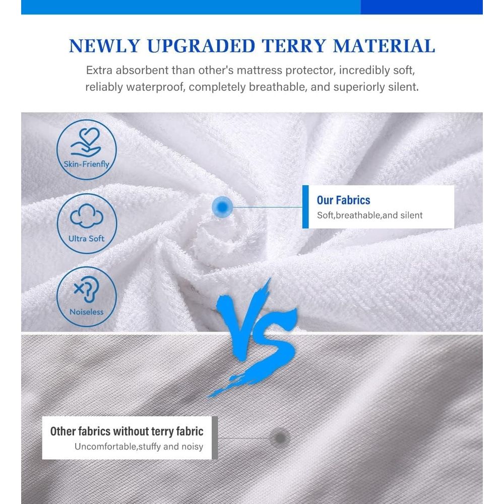 Mattress Protector Waterproof Mattress Protector King Mattress Pad Cover Noiseless, Soft Breathable Terry for Pets Kids Adults 76" x 80