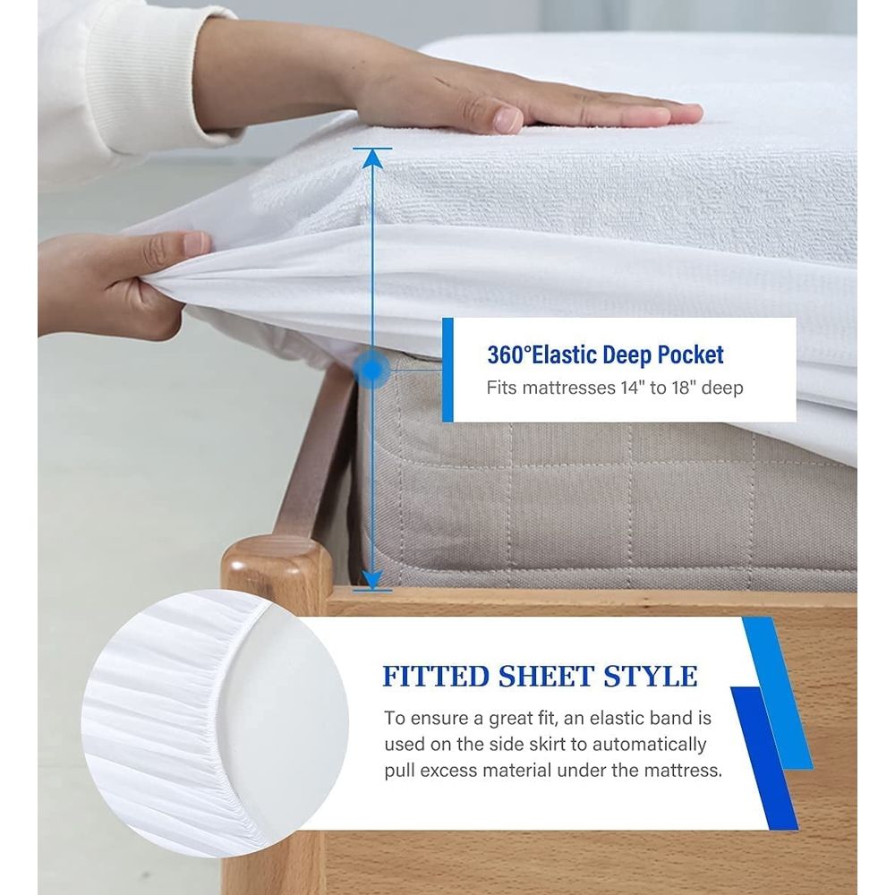 Mattress Protector Waterproof Mattress Protector King Mattress Pad Cover Noiseless, Soft Breathable Terry for Pets Kids Adults 76" x 80