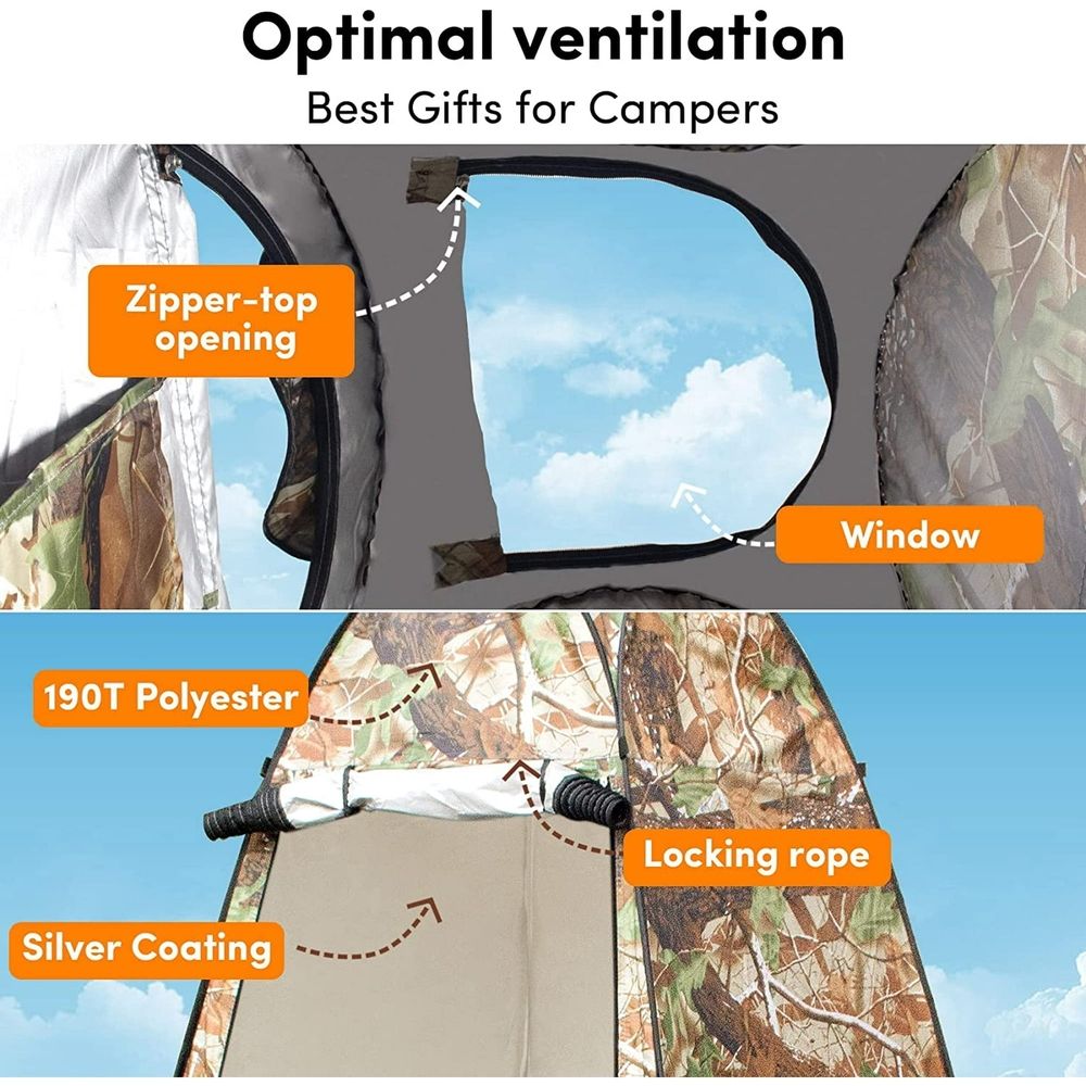 Pop Up Privacy Shower Tent - Portable Outdoor Camping Bathroom Toilet Changing Dressing Room - UPF40+ Waterproof