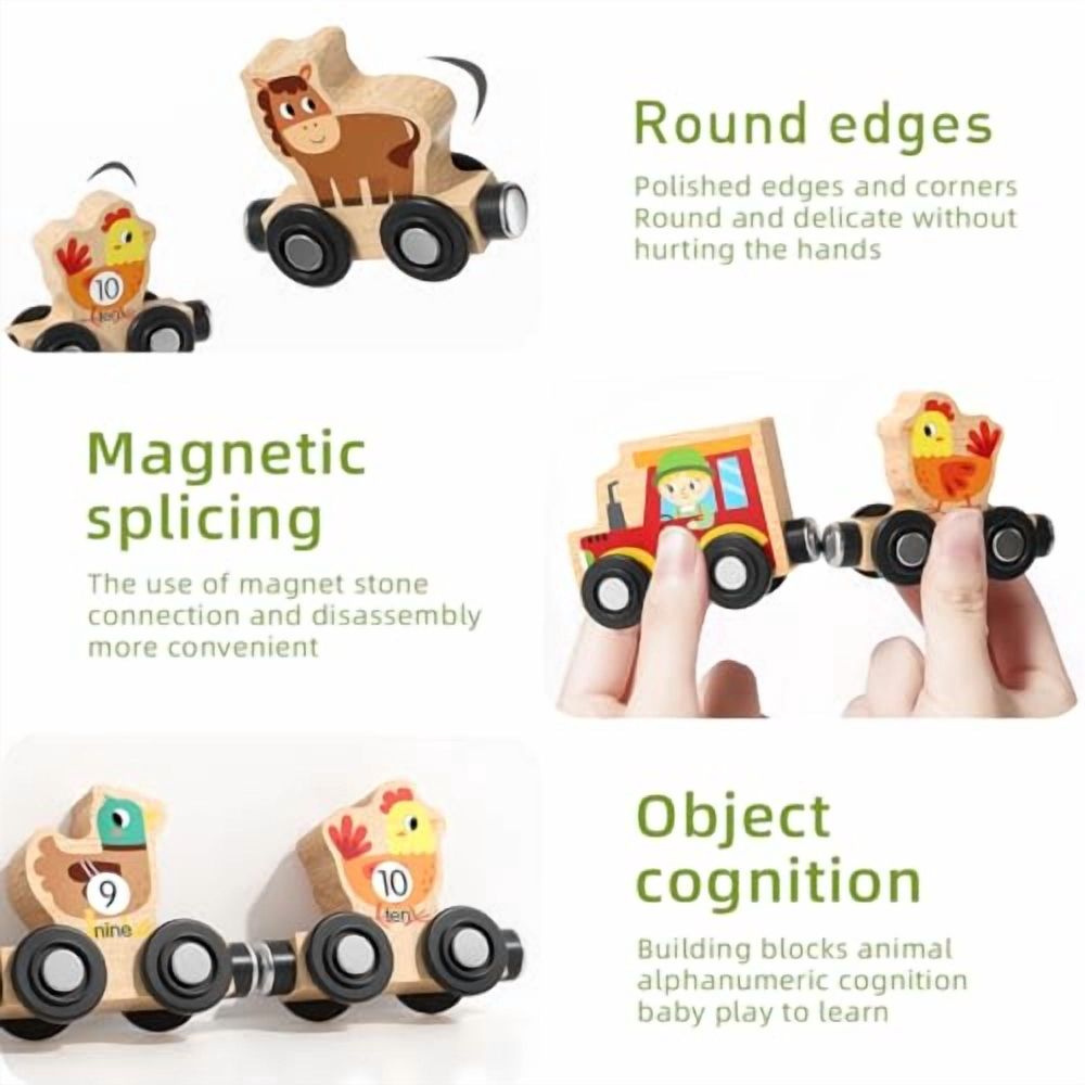 Montessori Toys for Toddlers,11PCS Wooden Train Set,Toddler Toys for Preschool Learning Activities for Kids,Birthday Gift for Boys and Girls