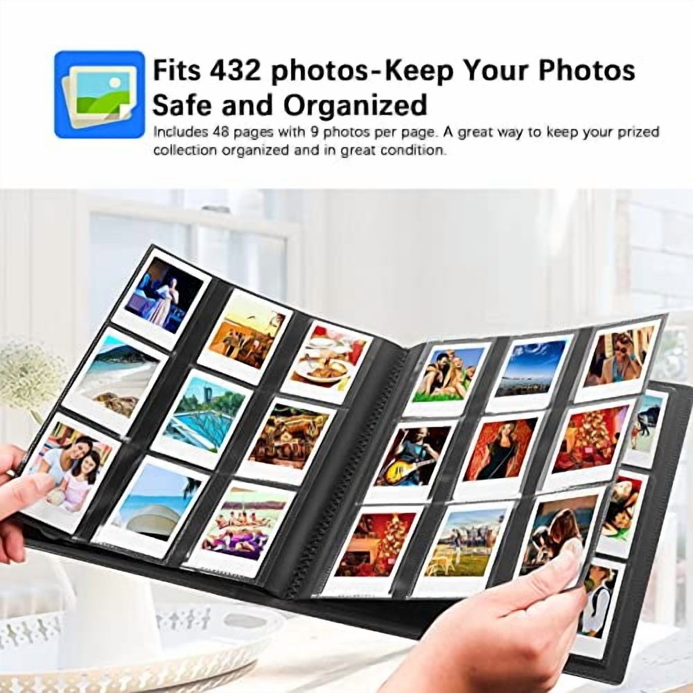 432 Pockets Photo Album for Fujifilm Instax Mini Camera,Polaroid Camera,for Fujifilm Instax Mini 12 11 9 40 99 90 8 7 Evo LiPlay Instant Camera,Polaroid Snap PIC-300 Z2300 Instant Camera (Black)