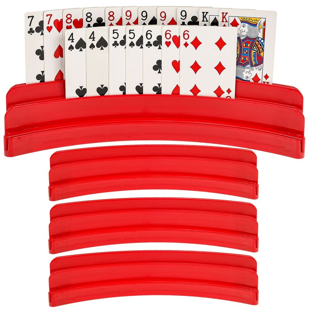4 Pack Three-Layer Design Playing Cards Holders, Playing Card Holder, Hands Free Card Holder for Family Card Game Nights Poker Parties