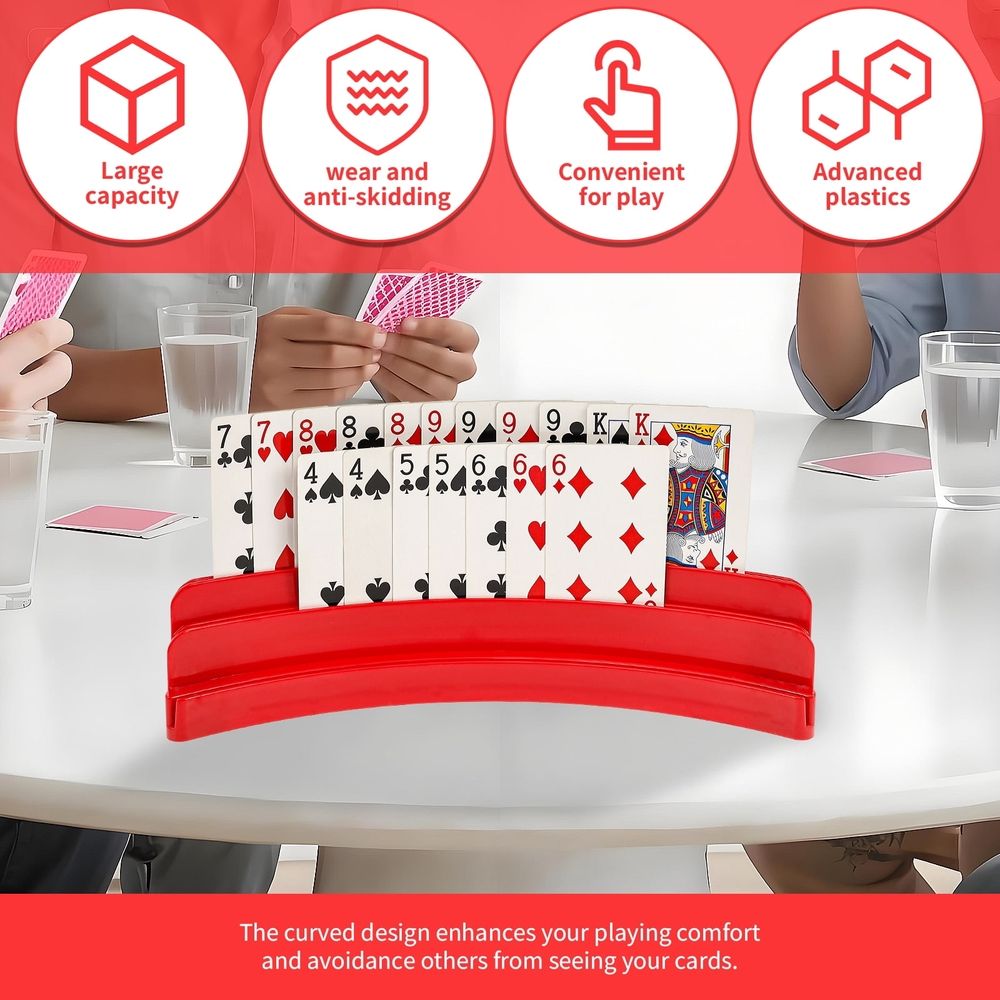 4 Pack Three-Layer Design Playing Cards Holders, Playing Card Holder, Hands Free Card Holder for Family Card Game Nights Poker Parties