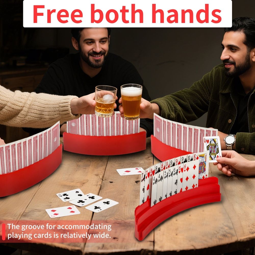 4 Pack Three-Layer Design Playing Cards Holders, Playing Card Holder, Hands Free Card Holder for Family Card Game Nights Poker Parties