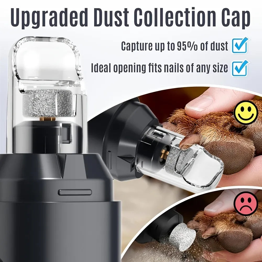 Electric Pet Nail Grinder w/ LED, 6-Speed, Low Noise & Dust Cap(orange)