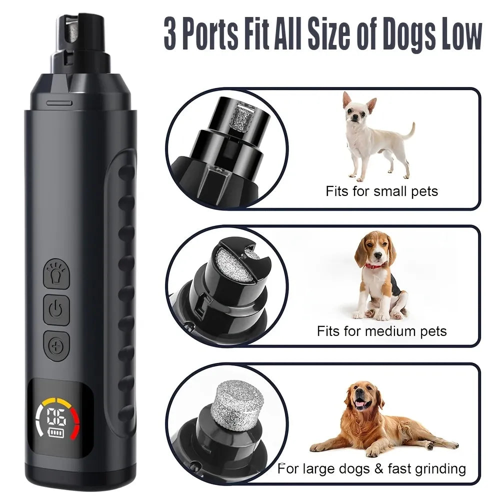 Electric Pet Nail Grinder w/ LED, 6-Speed, Low Noise & Dust Cap(orange)