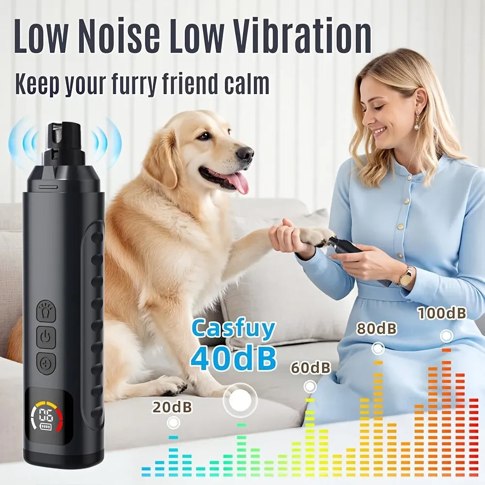 Electric Pet Nail Grinder w/ LED, 6-Speed, Low Noise & Dust Cap(orange)