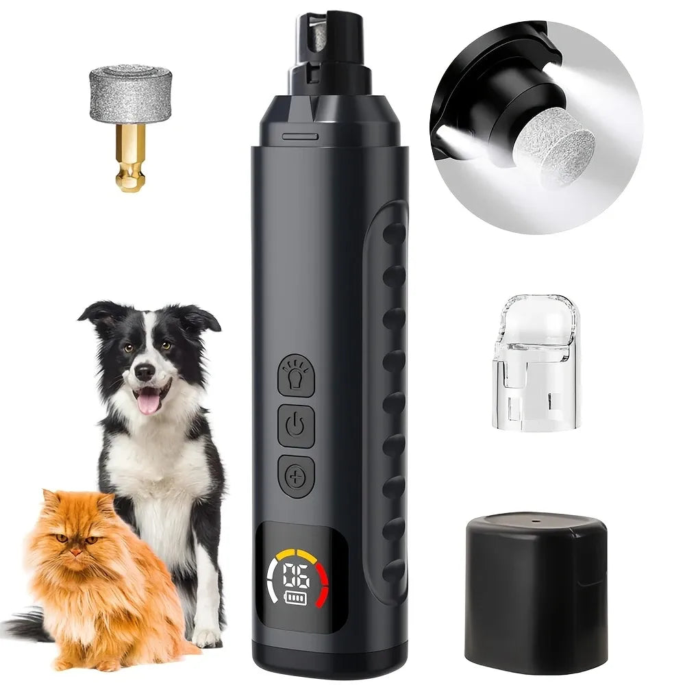 Electric Pet Nail Grinder w/ LED, 6-Speed, Low Noise & Dust Cap(orange)