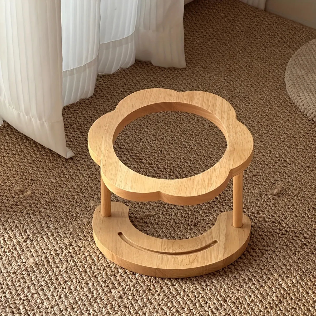 Ceramic Pet Feeder with Wood Stand | Tilted Cat Bowl for Comfortable Eating, Anti-Tip Design（Zhu Dian ai Xin wan）