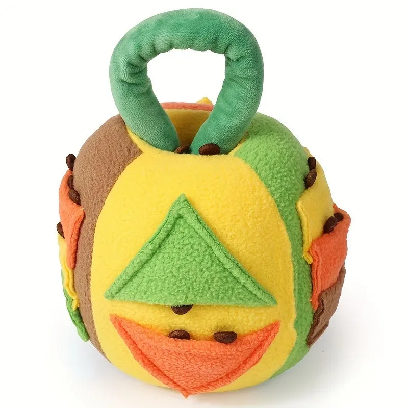 Fleece Dog Treat-Dispensing Toy Ball, Puzzle Crinkle & Teeth-Cleaning, Hidden Snack Pockets, Separation Anxiety Relief, Tug & Chew Interactive Pet Training Gift/green