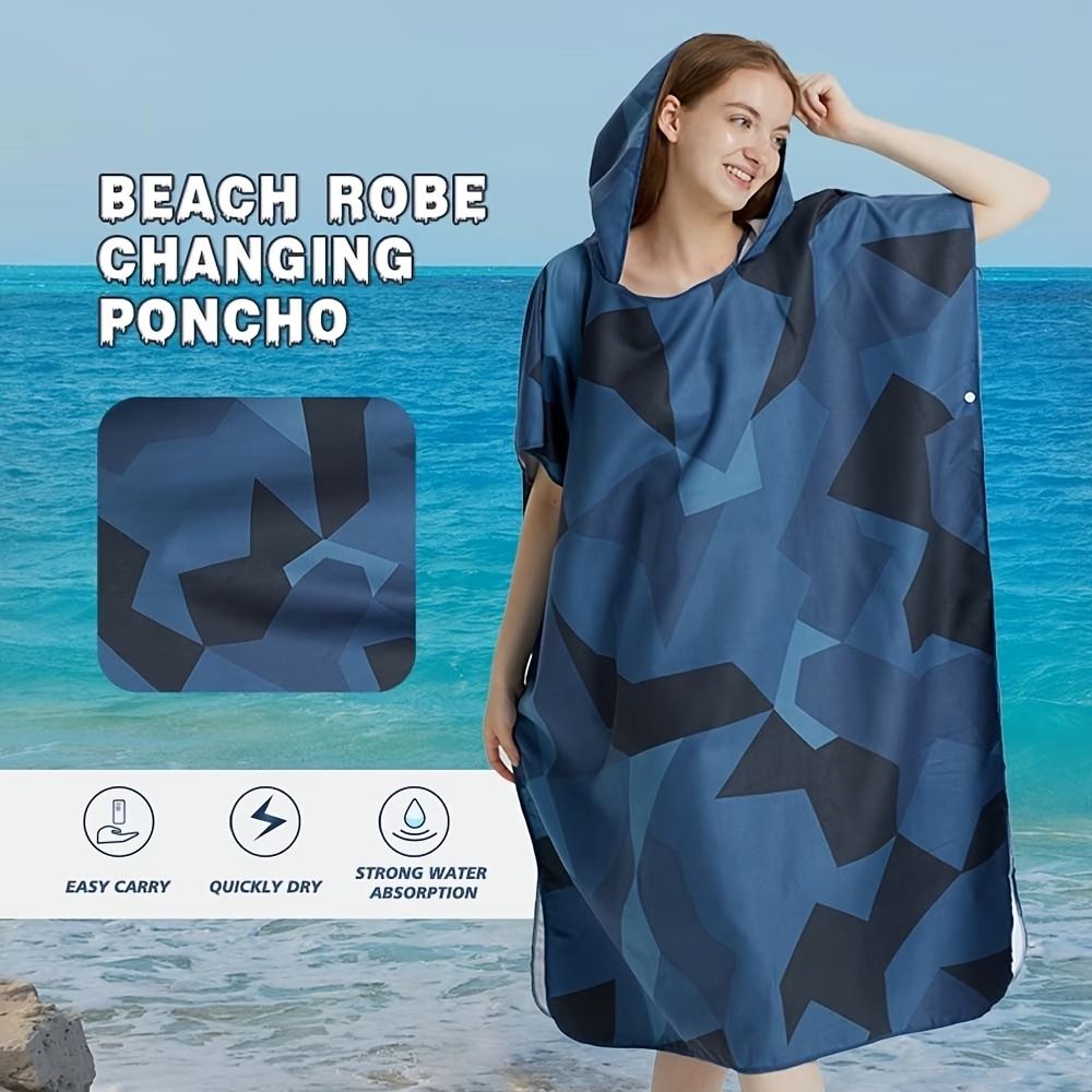 Hooded Beach Changing Poncho Bathrobe, Spacious Quick-Dry Absorbent, Hooded V-Hem, Private Beach Changing, Swimming Bathing Travel Essential(pink)