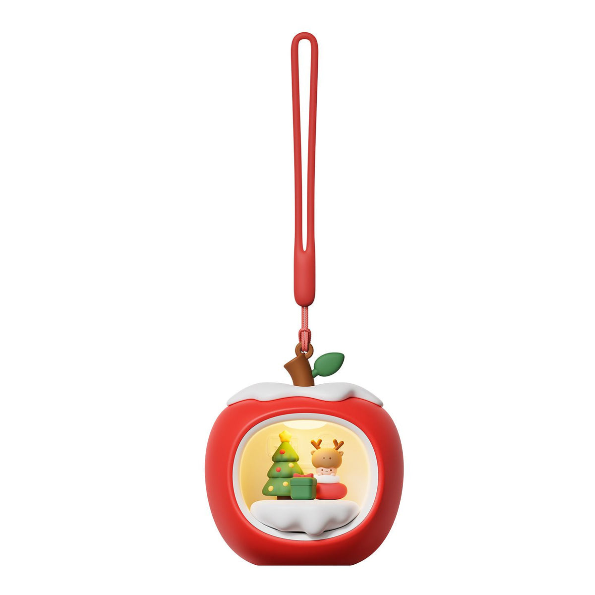 Christmas Apple House Atmosphere Night Light, 3-Level Dimming Warm Glow, Little Deer Snowy Fairy Tale Lamp