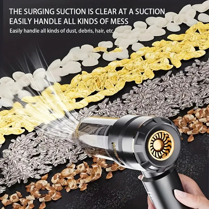 Portable Cordless Vacuum, 4-in-1 Suction/Blow/Inflate/Deflate, Car & Home Multi-Functional Cleaner, Strong Powerful Suction(Silver purple)