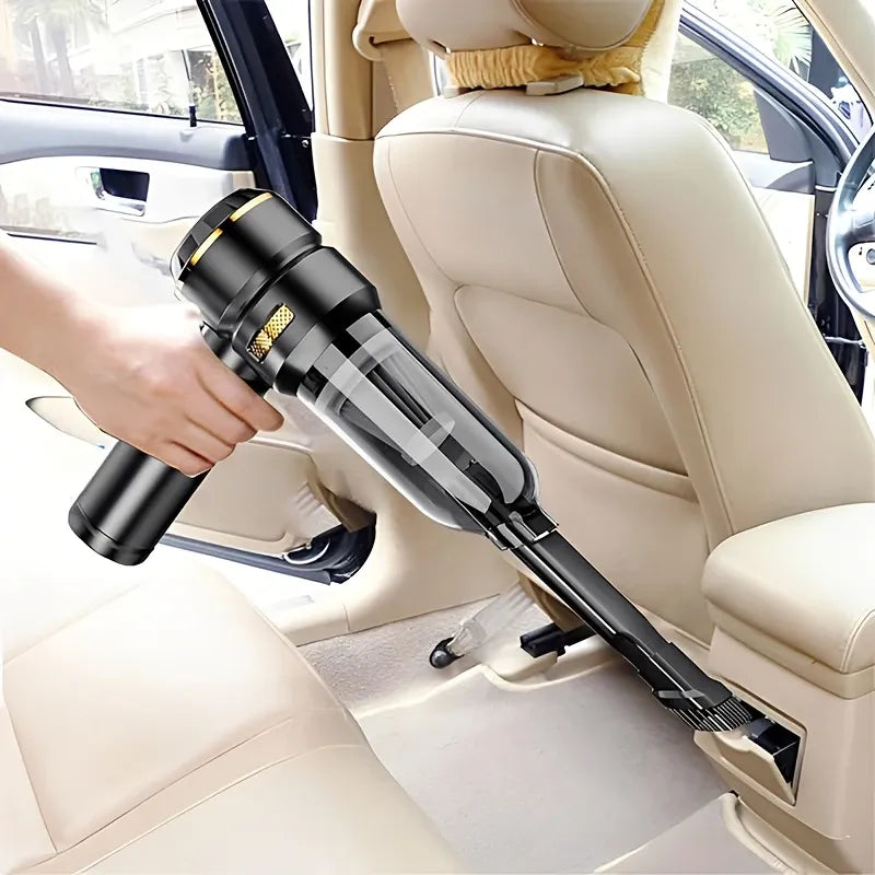 Portable Cordless Vacuum, 4-in-1 Suction/Blow/Inflate/Deflate, Car & Home Multi-Functional Cleaner, Strong Powerful Suction(Black gold)