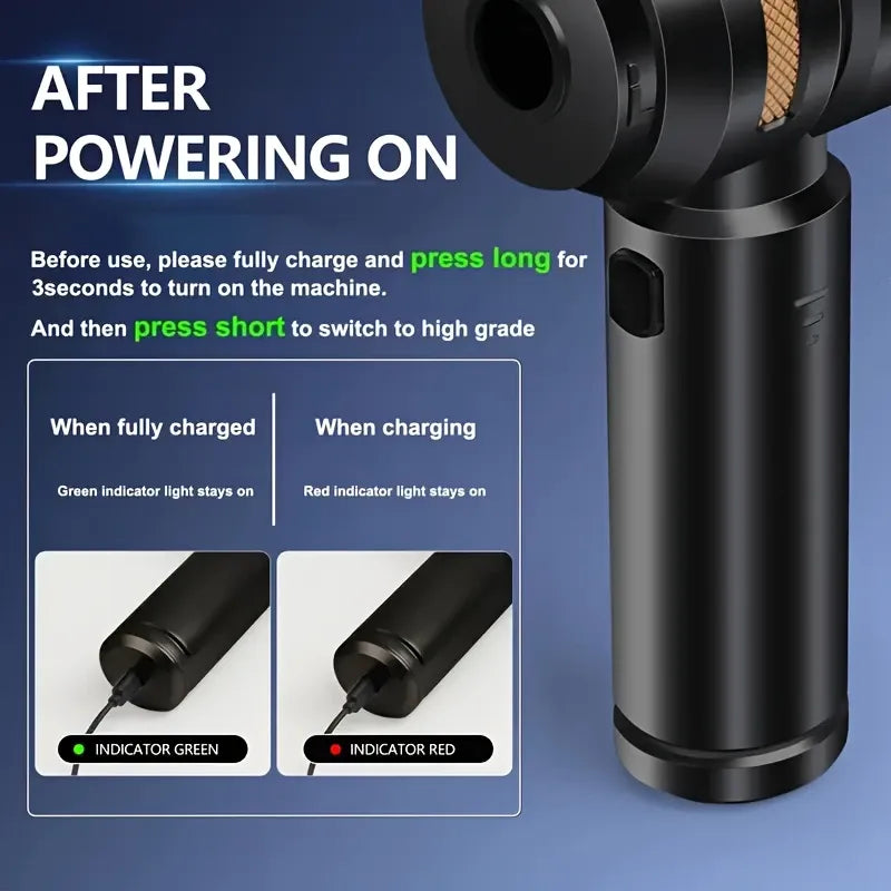 Portable Cordless Vacuum, 4-in-1 Suction/Blow/Inflate/Deflate, Car & Home Multi-Functional Cleaner, Strong Powerful Suction(Black gold)