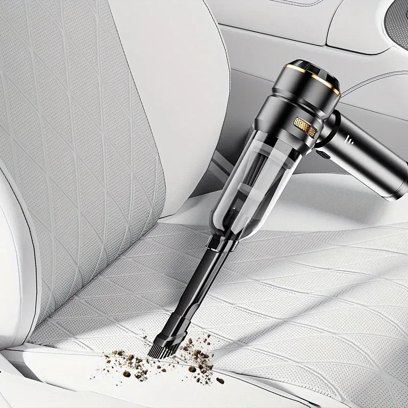 Portable Cordless Vacuum, 4-in-1 Suction/Blow/Inflate/Deflate, Car & Home Multi-Functional Cleaner, Strong Powerful Suction(Black gold)