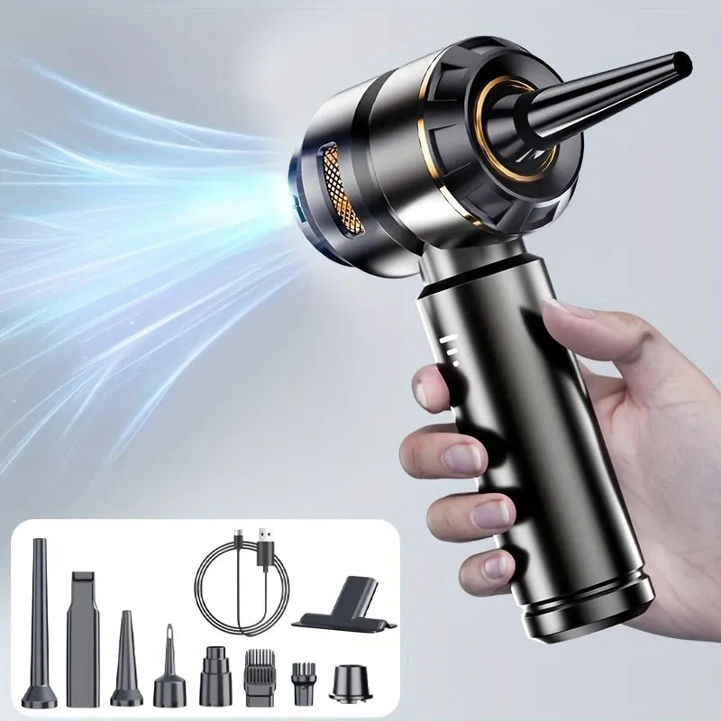 Portable Cordless Vacuum, 4-in-1 Suction/Blow/Inflate/Deflate, Car & Home Multi-Functional Cleaner, Strong Powerful Suction(Black gold)