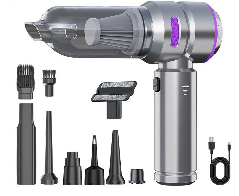 Portable Cordless Vacuum, 4-in-1 Suction/Blow/Inflate/Deflate, Car & Home Multi-Functional Cleaner, Strong Powerful Suction(Black gold)