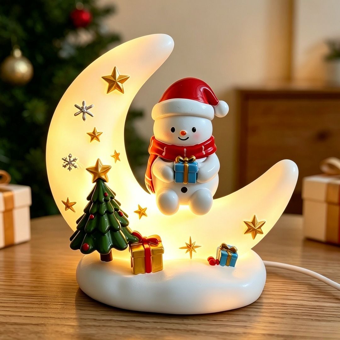 Atmosphere vibes maxed out! Crescent Moon Christmas Night Light, the top holiday gift choice. 🎄✨(fawn)