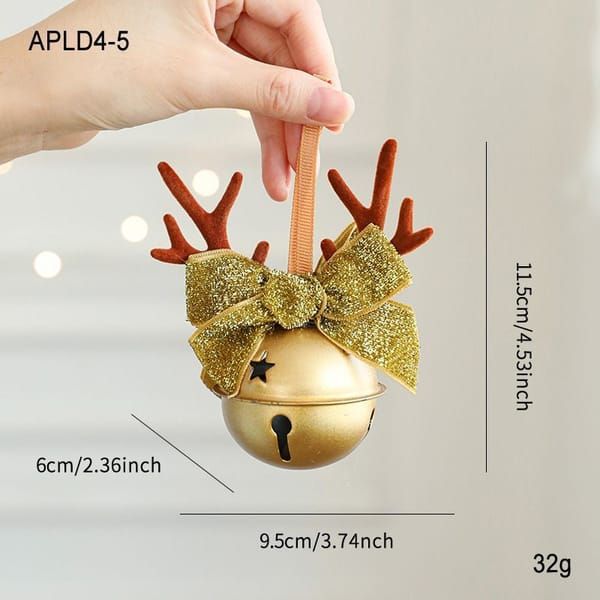 Light Luxury Vintage Metal Christmas Bell Floral Decor, Multi-Color Holiday Scene Ornament APLD4-6
