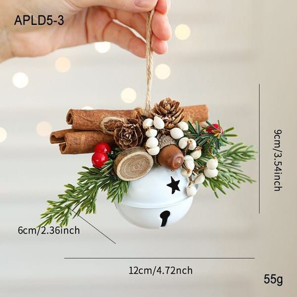 Elegant Vintage Metal Christmas Bell Floral Decor, Red Gold Tone Holiday Scene Ornament APLD5-3
