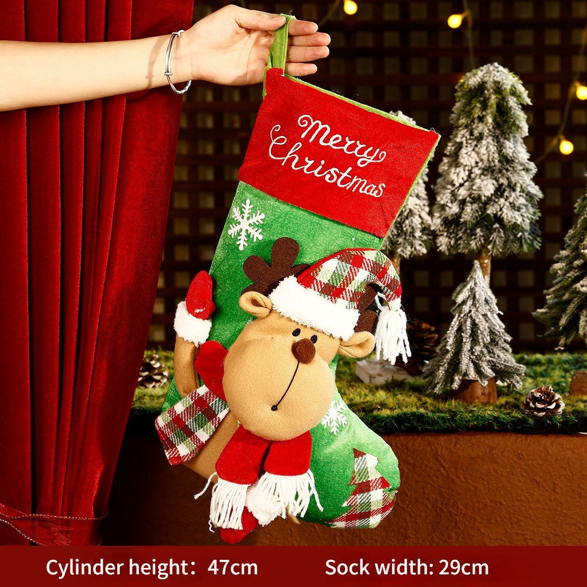 Christmas Plush Decorative Stockings, Exquisite Patchwork Craft, Fill Them with Fairy Tales and Surprise Gifts (Snowflake & Reindeer)