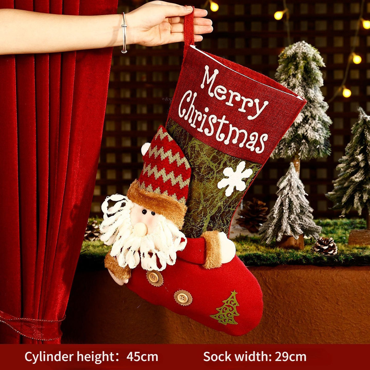 Christmas Plush Decorative Stockings, Exquisite Patchwork Craft, Fill Them with Fairy Tales and Surprise Gifts (Snowflake Santa)
