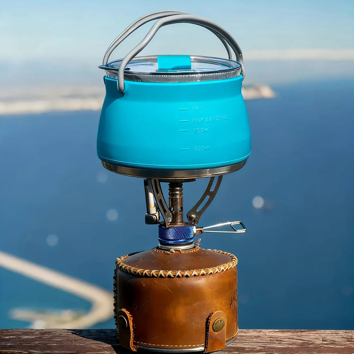 Food-Grade Silicone Collapsible Kettle | Ultra-Light Portable Cookware for Outdoor Travel, Camping, Hiking & Road Trips(khaki)