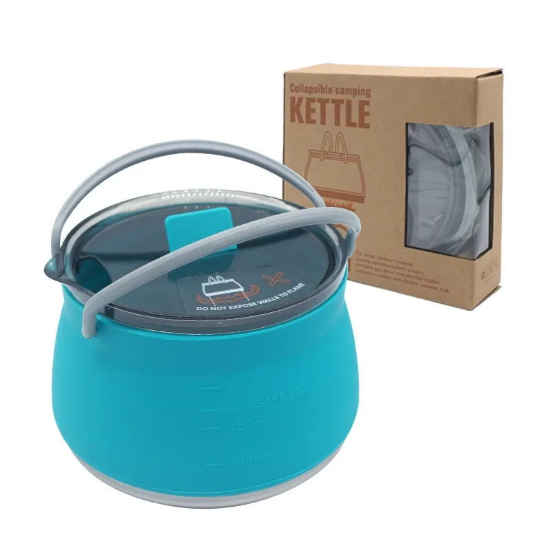 Food-Grade Silicone Collapsible Kettle | Ultra-Light Portable Cookware for Outdoor Travel, Camping, Hiking & Road Trips(khaki)