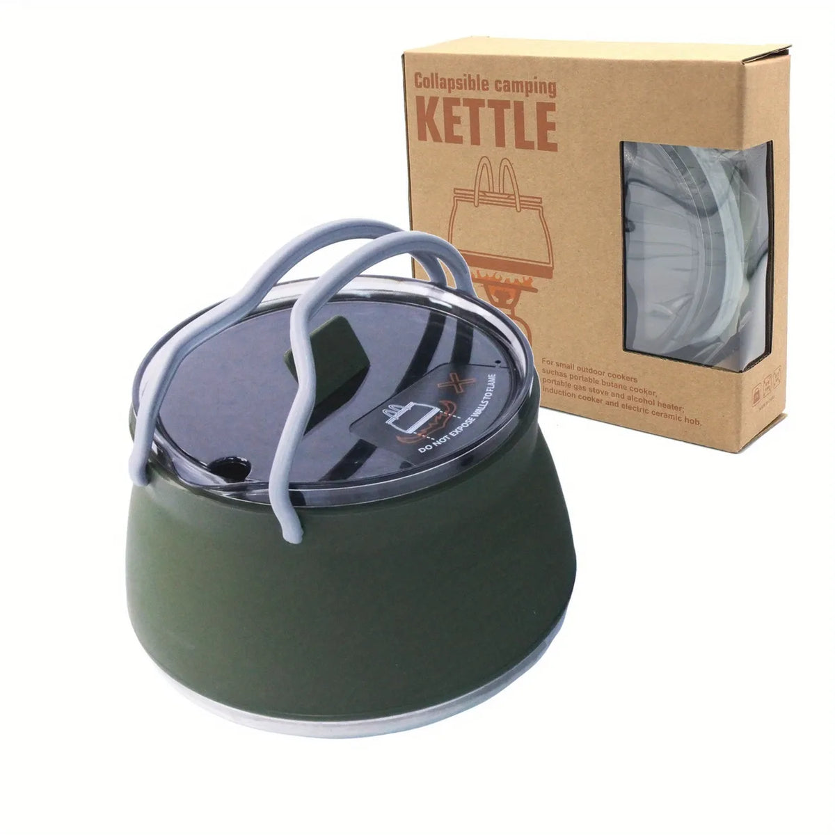 Food-Grade Silicone Collapsible Kettle | Ultra-Light Portable Cookware for Outdoor Travel, Camping, Hiking & Road Trips(khaki)