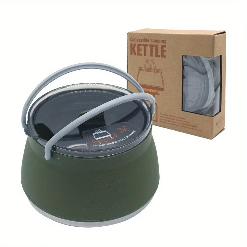 Food-Grade Silicone Collapsible Kettle | Ultra-Light Portable Cookware for Outdoor Travel, Camping, Hiking & Road Trips(green)