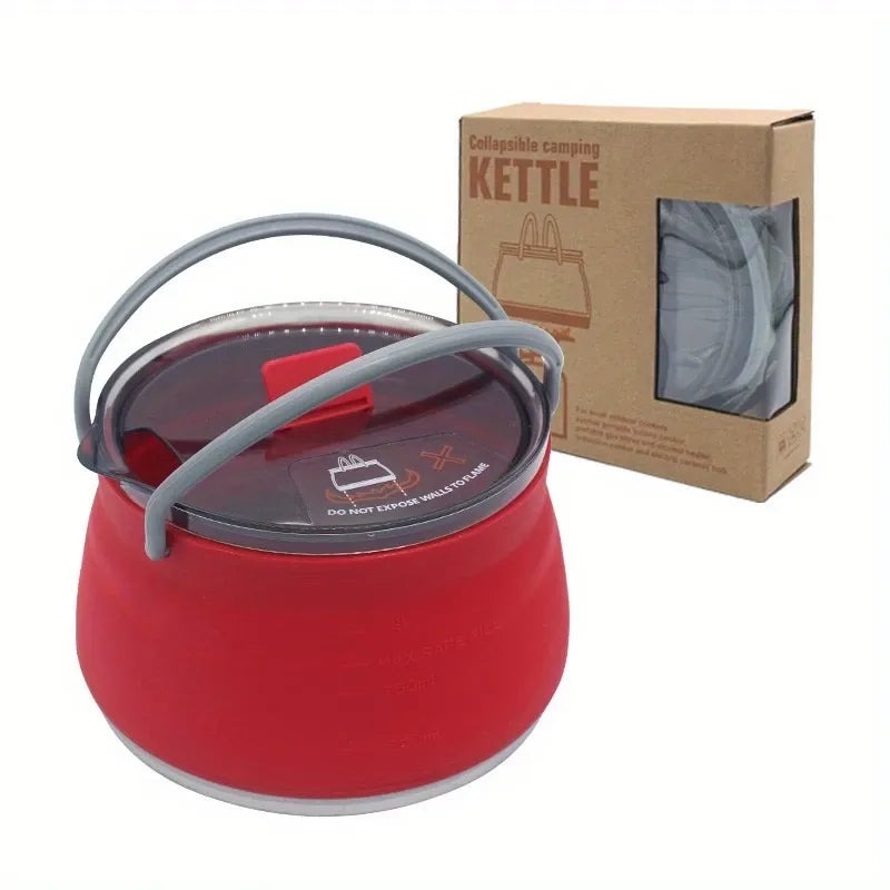 Food-Grade Silicone Collapsible Kettle | Ultra-Light Portable Cookware for Outdoor Travel, Camping, Hiking & Road Trips(green)