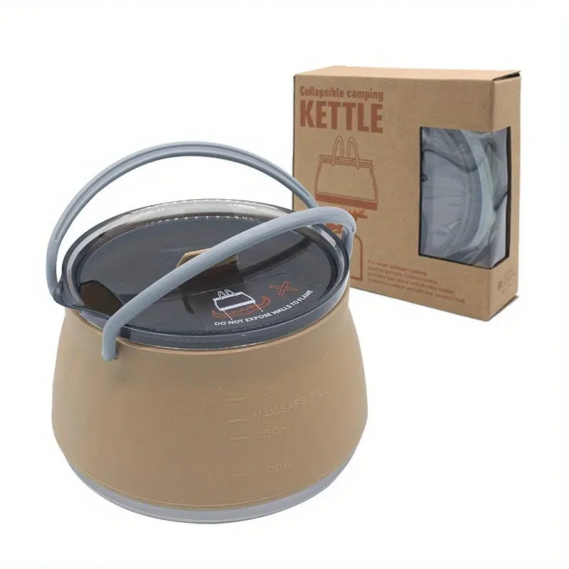 Food-Grade Silicone Collapsible Kettle | Ultra-Light Portable Cookware for Outdoor Travel, Camping, Hiking & Road Trips(Dark green)