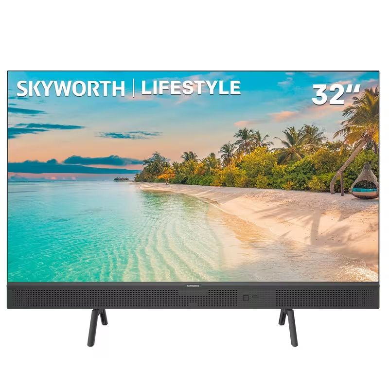 SKYWORTH Portable 32-inch TV, Powerbank Supported, Type C & USB Ports, Smart Google TV, easy carry handle, portable, Campers, 3kg light weight, DBX-TV sound system, Dolby Audio, HDR 10,Remote Voice Control, Find-my Remote, Ideal For RVs, Campers, Motorhom