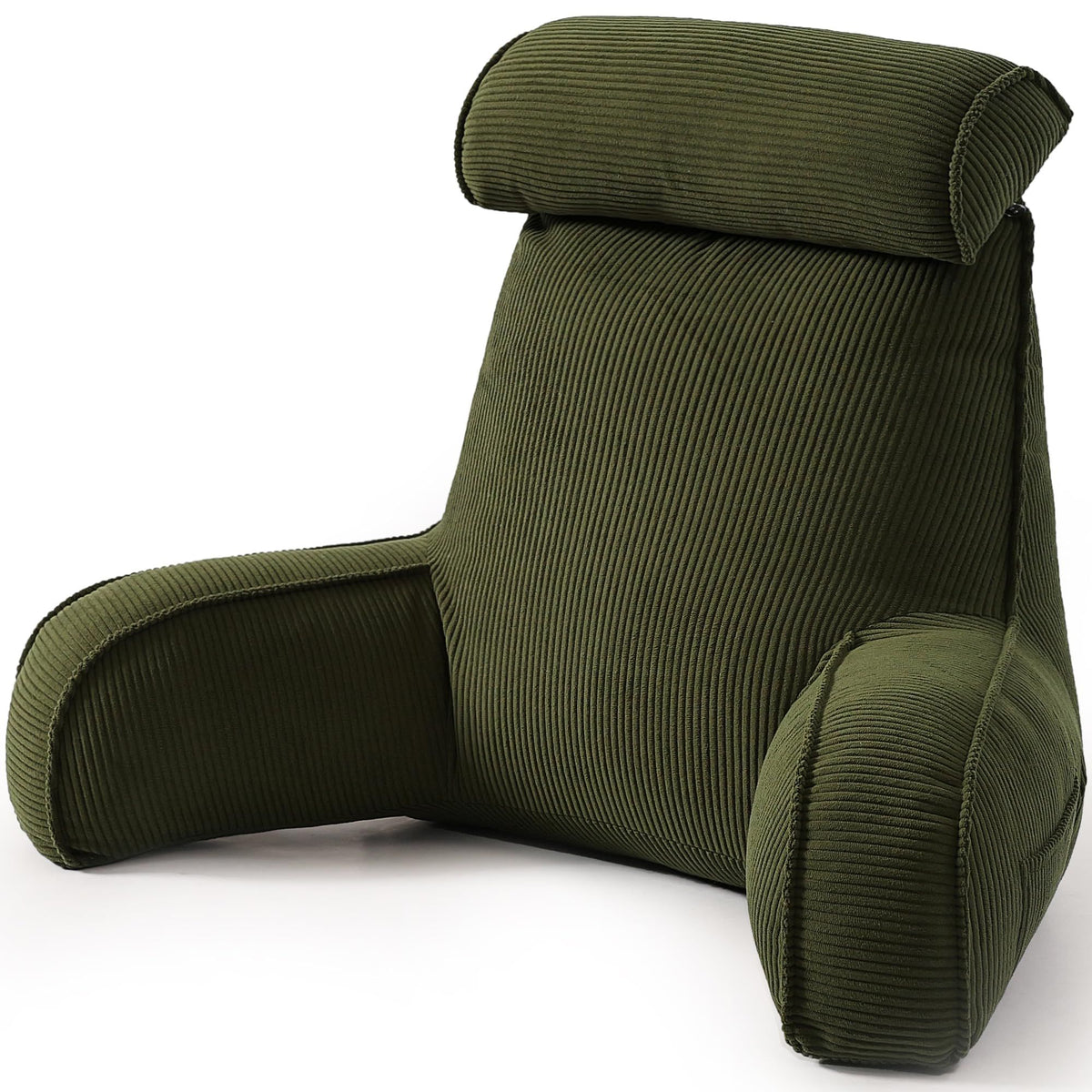 Bedrest Pillow with Arms for Reading, Gaming, Lounging on Bed or Couch, 80*40*60cm (olive green)