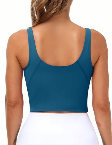 Longline Sports Bra for Yoga, Running & Fitness Activities with Medium Support, XXL (Teal)
