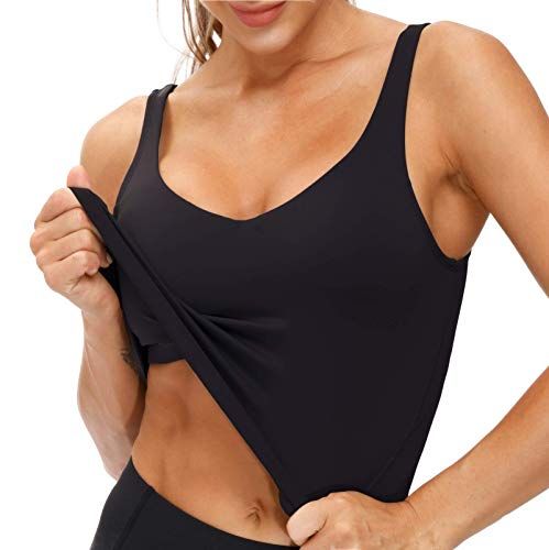 Low-Impact Active Crop Tank for Yoga, Gym, Workout, and Daily Fitness Activities, L (Black)