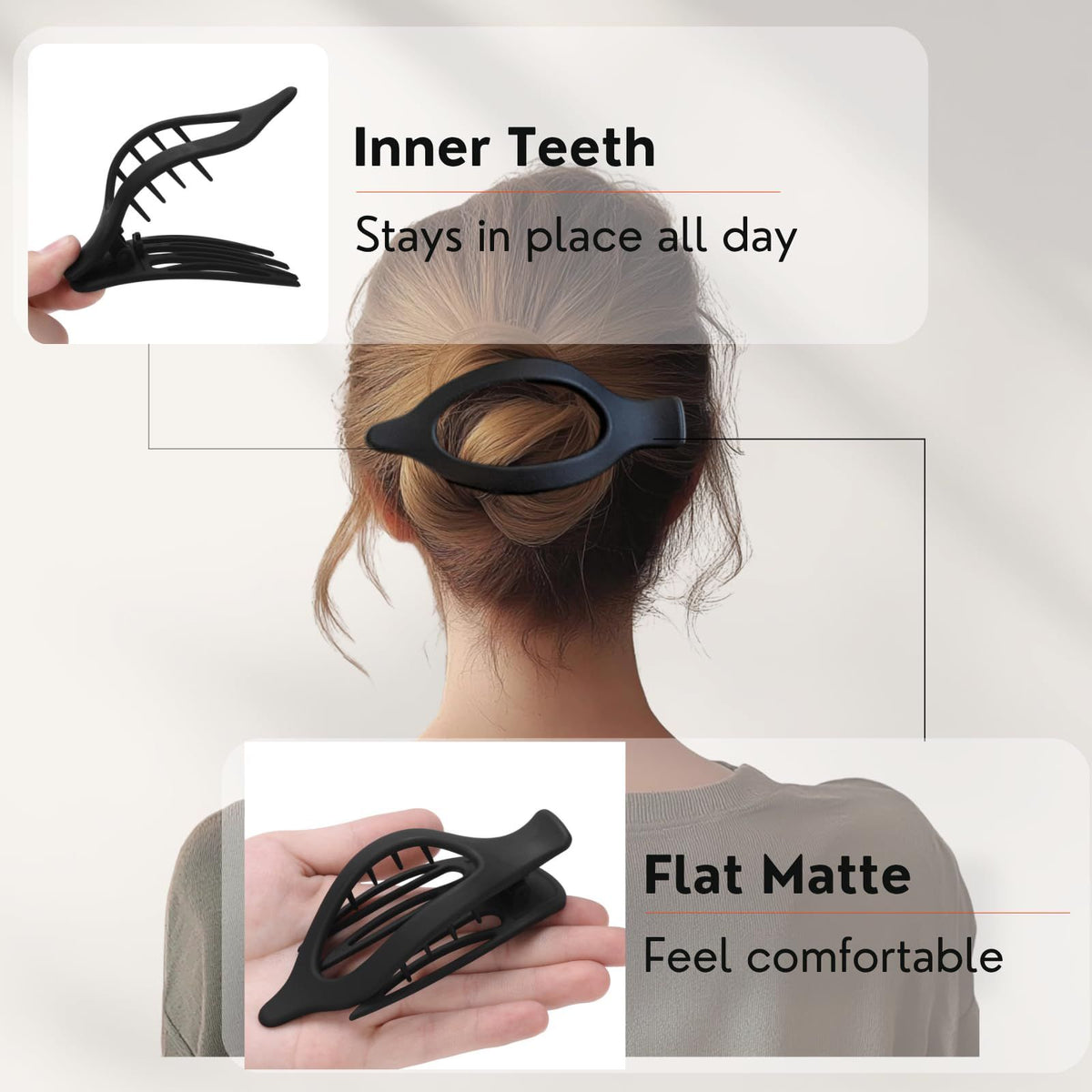 8 Pack Large Flat Hair Clips - Ideal for Daily Styling, Gatherings, and Special Occasions (black)