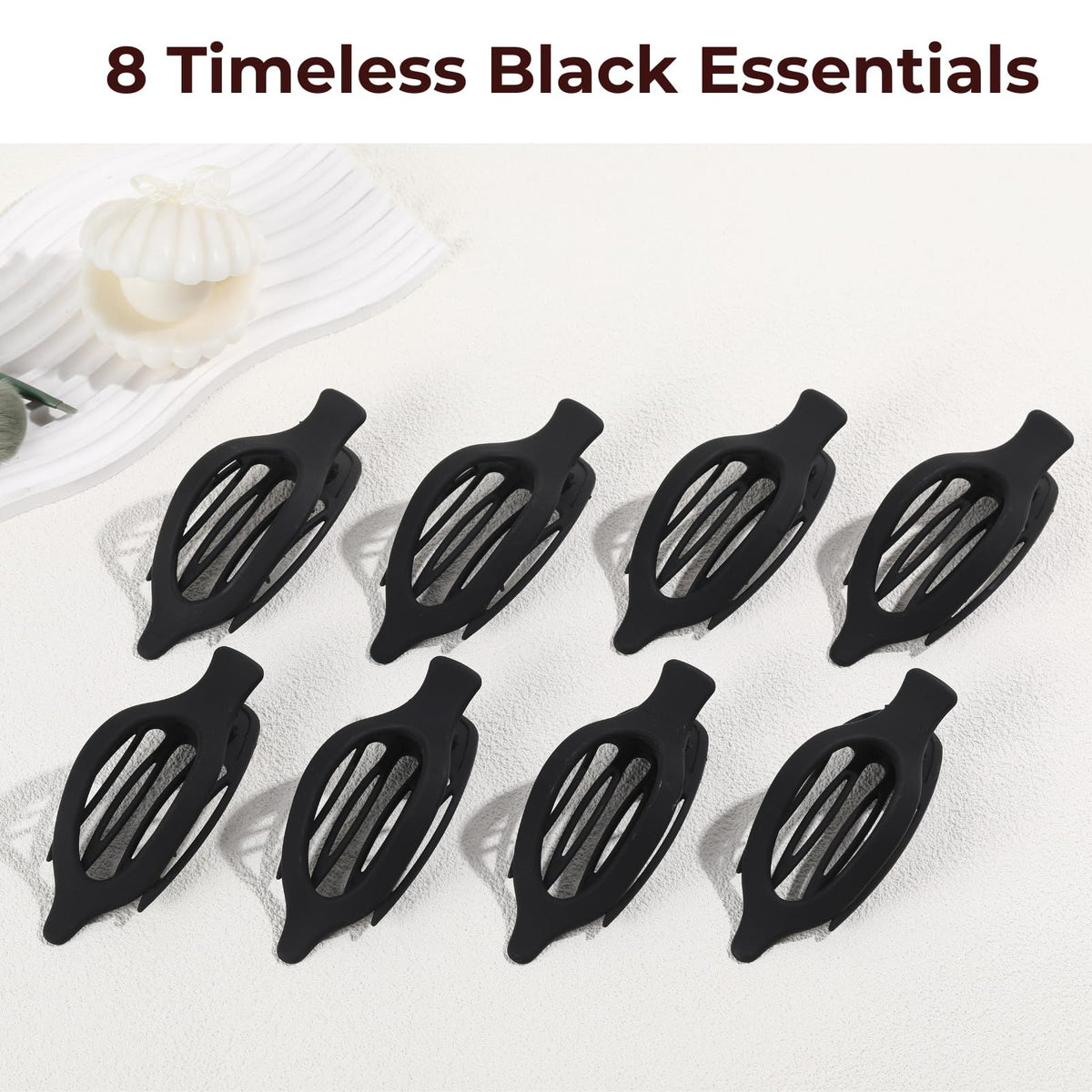 8 Pack Large Flat Hair Clips - Ideal for Daily Styling, Gatherings, and Special Occasions (black)