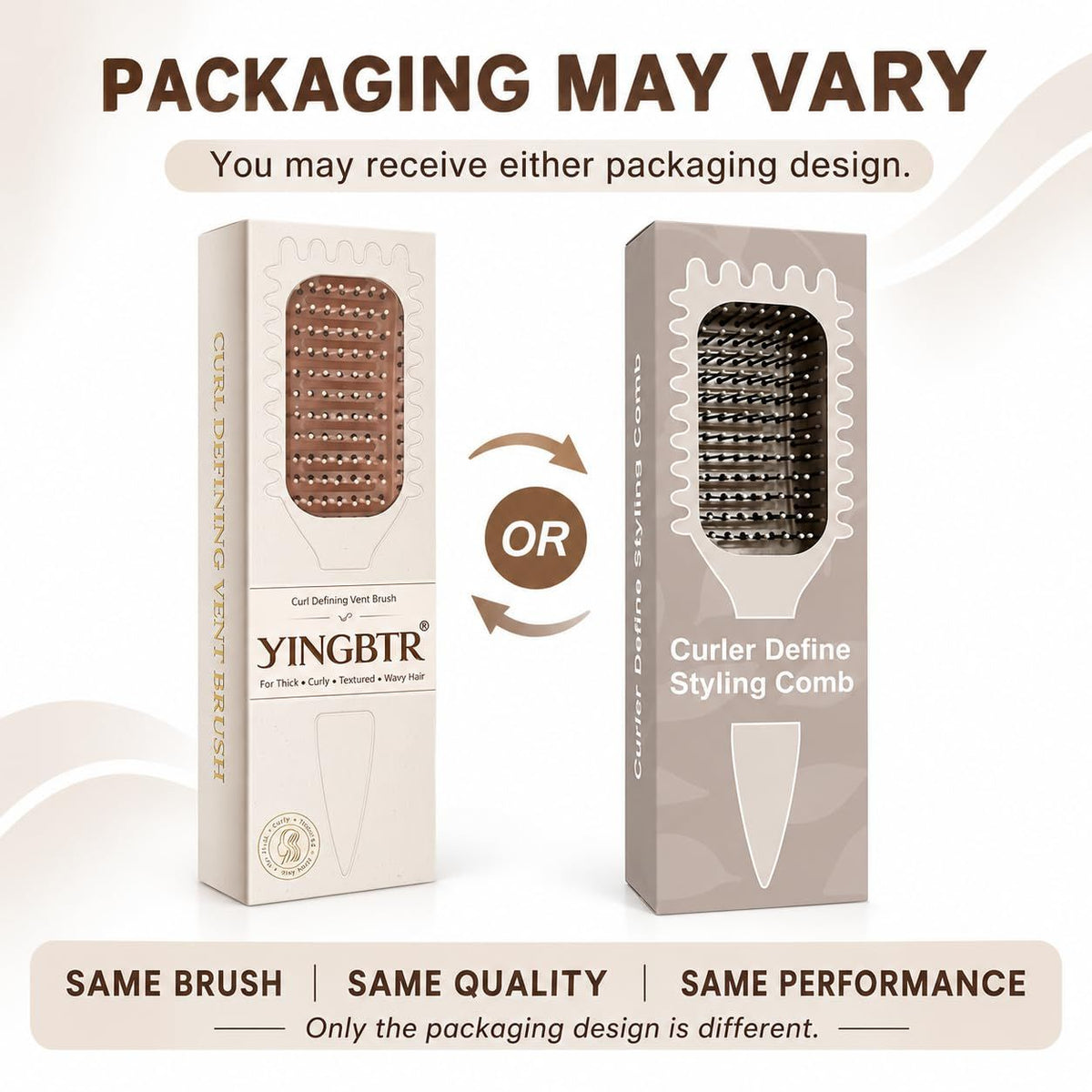 3PCSVentilation Hair Brush for Detangling, Styling, Smoothing Wet & Dry Hair, Defining Curls (beige)