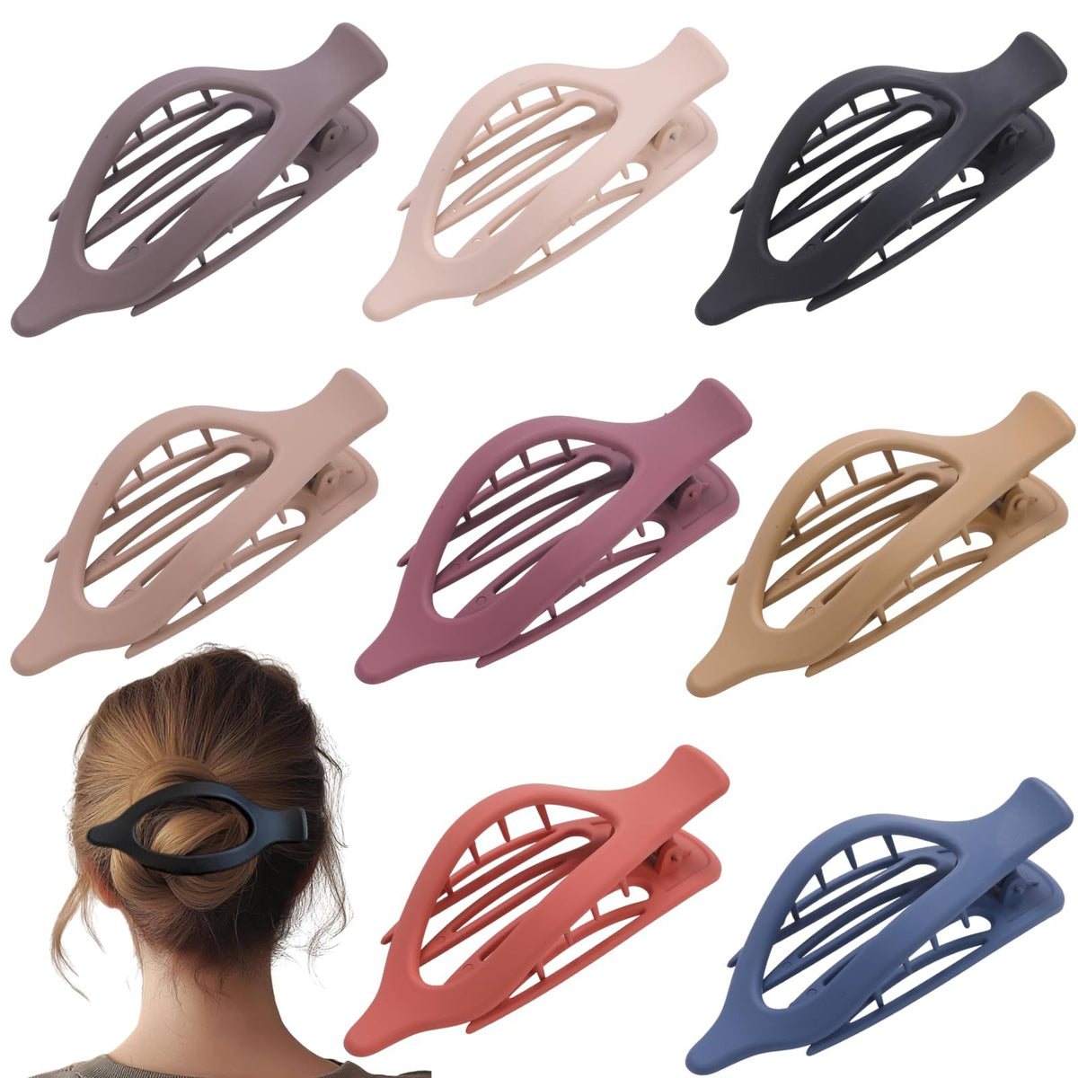 8PCSVersatile Matte Flat Hair Clips For Daily Life, Work, Yoga, Driving & Housework (black)