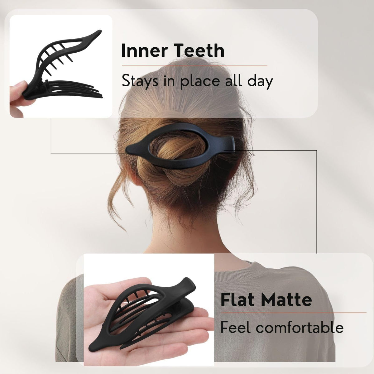 8PCSVersatile Matte Flat Hair Clips For Daily Life, Work, Yoga, Driving & Housework (black)