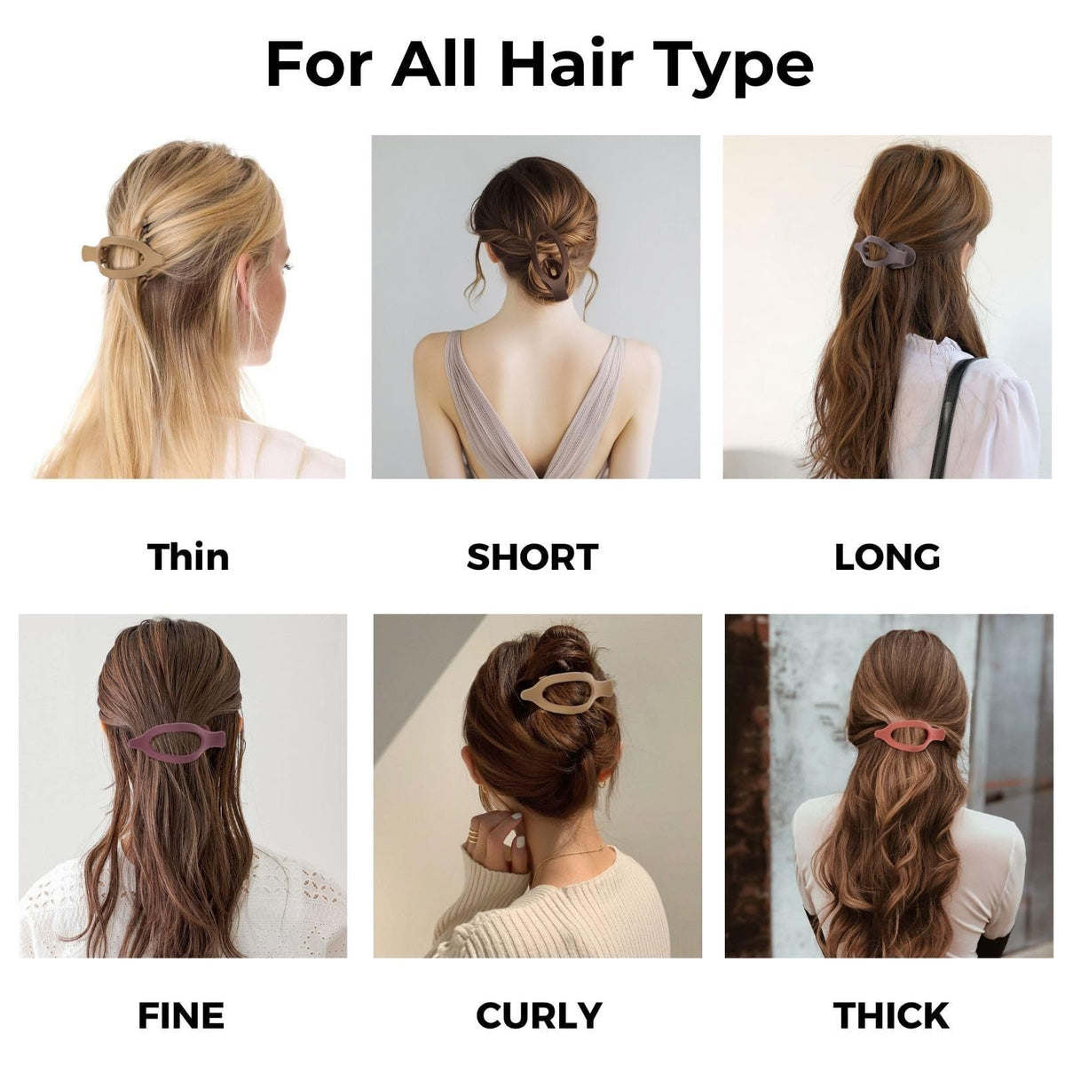 8PCSVersatile Matte Flat Hair Clips For Daily Life, Work, Yoga, Driving & Housework (black)