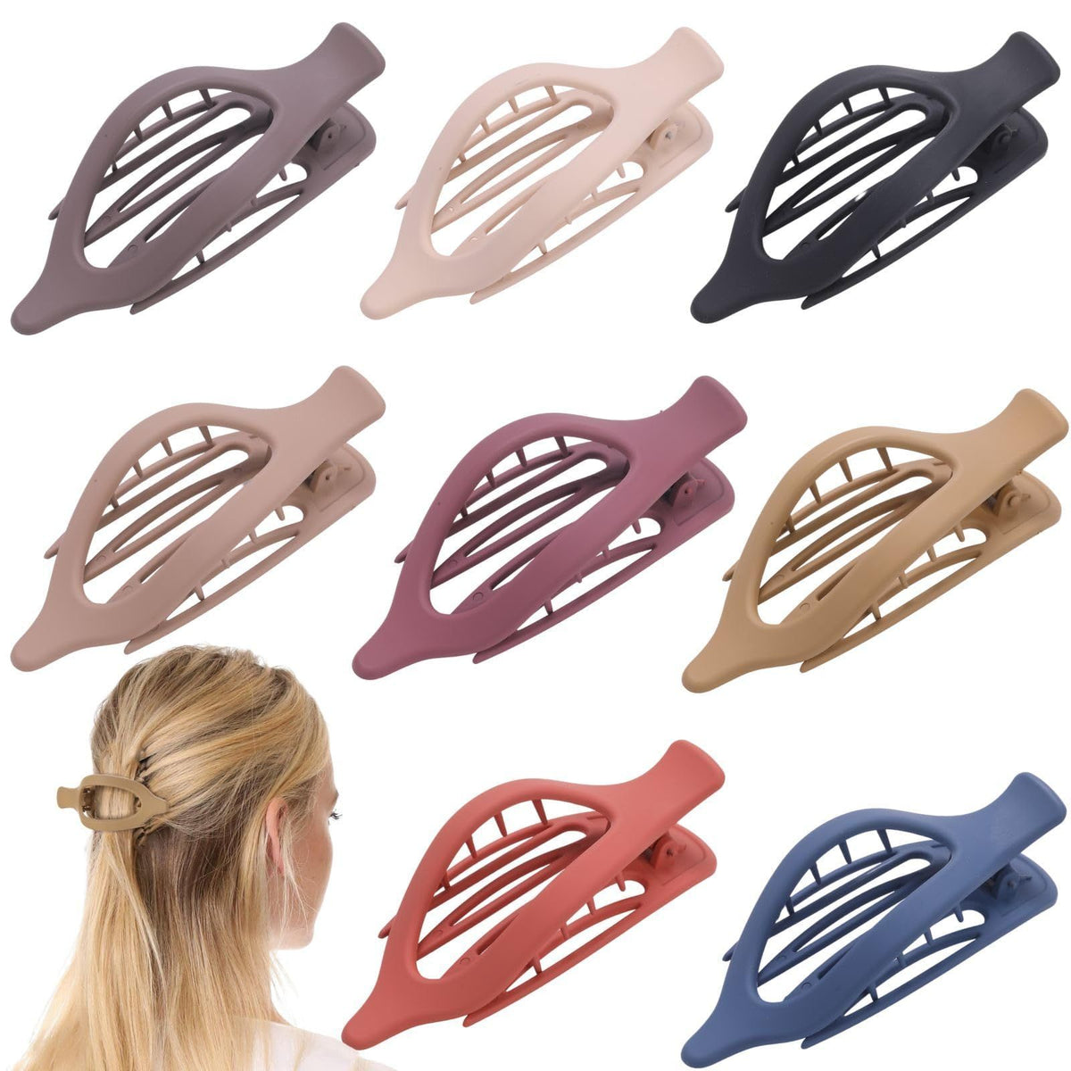 8PCSVersatile Matte Flat Hair Clips For Daily Life, Work, Yoga, Driving & Housework (black)