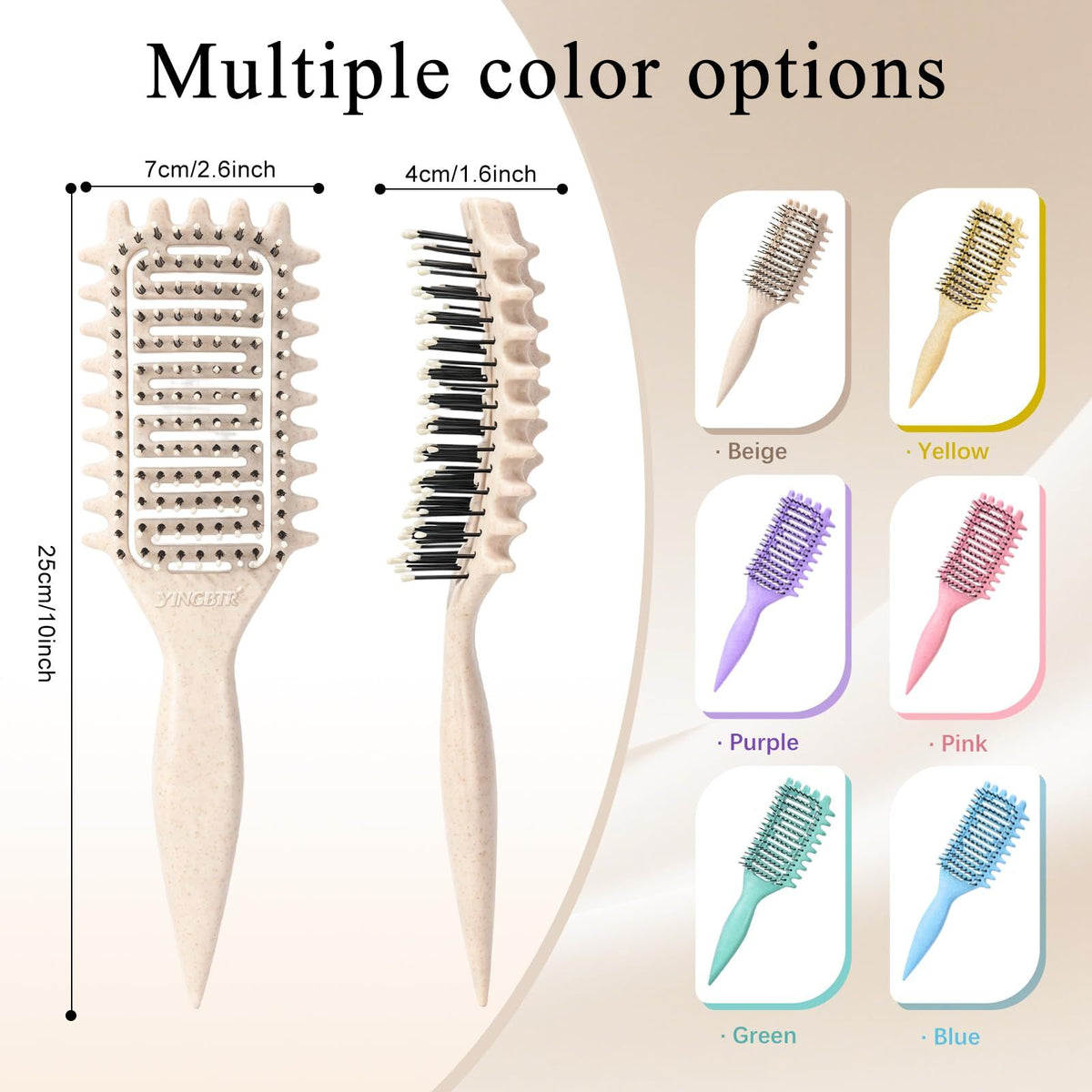 Detangling Vent Hair Brush for Styling Wet & Dry Hair, Defining Curls & Smooth Finishes (Light Beige)
