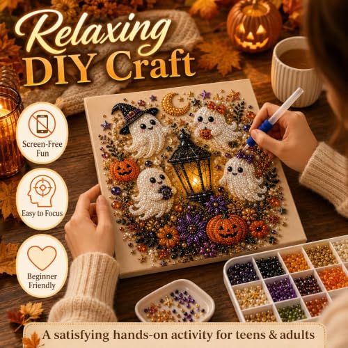 Halloween 3D Diamond Art Set: Spooky-Cute DIY for Home Decor, Parties & Gifts (Black)