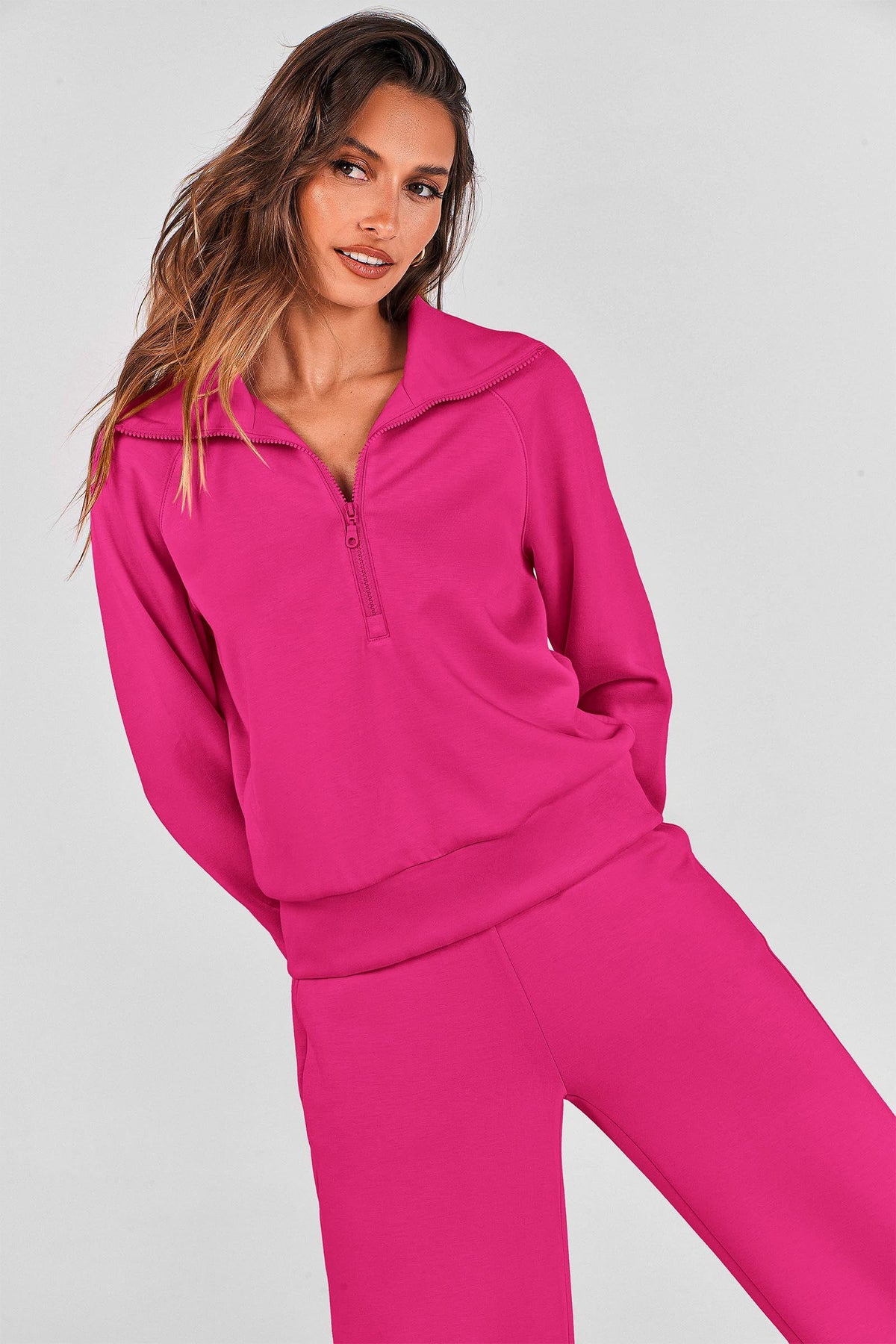 Women's 2-piece Loungewear Set for Daily, Casual, Home, Outdoor and Exercise Use, M (Rose Pink)